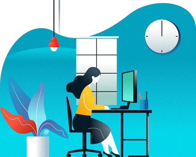Mujer trabajando en la computadora