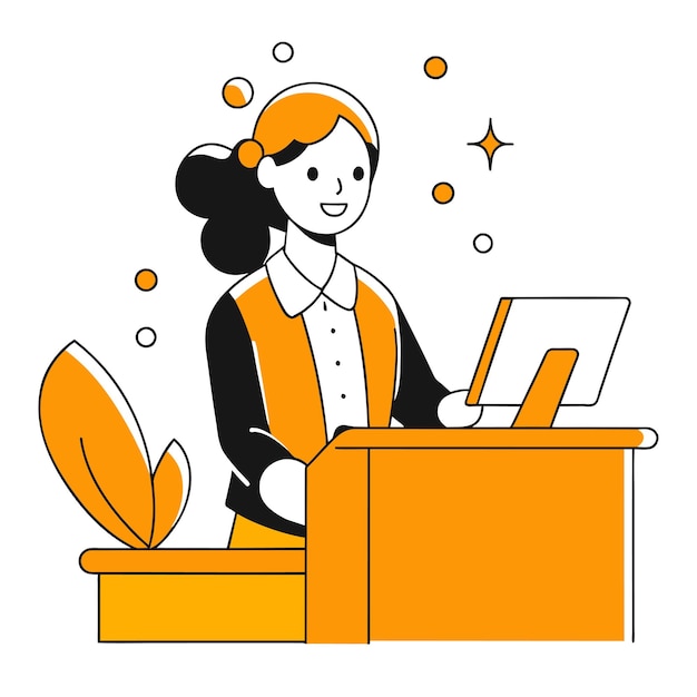 una mujer trabajando en una ilustración de negocios de computadora