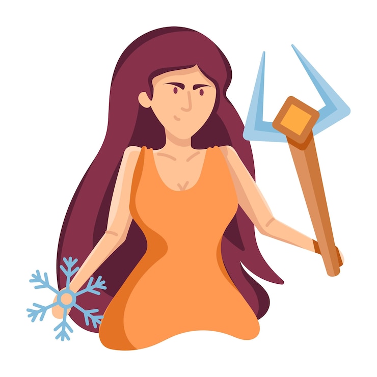 Vector una mujer con un tridente en la mano.