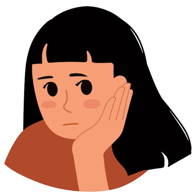 Vector mujer triste cerca de la ilustración de la cara