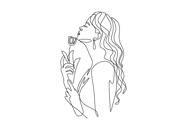 Vector la mujer con el tulipán