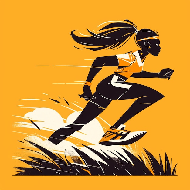 Vector una mujer ugandesa está corriendo.