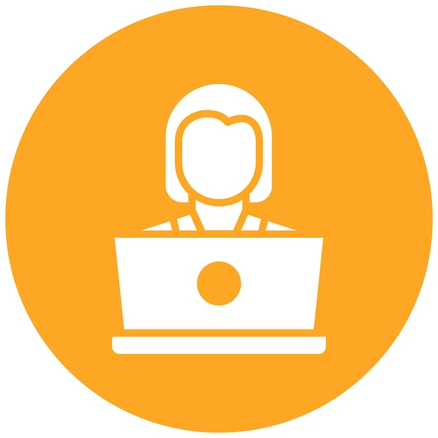 Mujer usando el estilo de ilustración vectorial de la computadora portátil