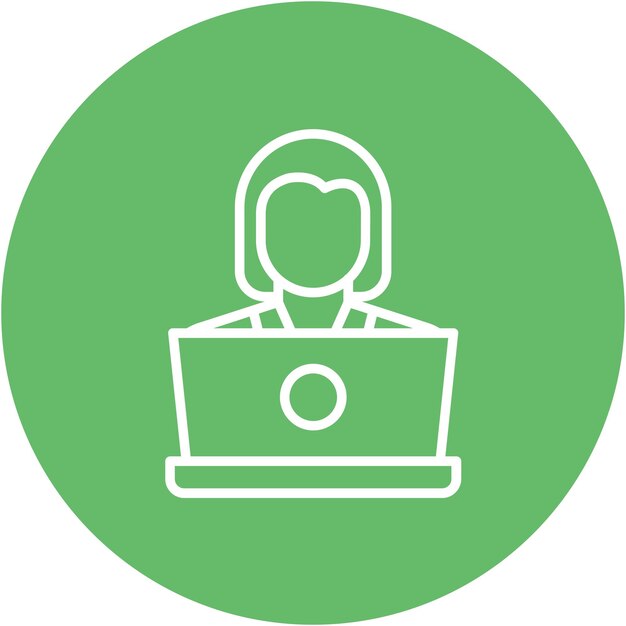 Mujer usando el estilo de ilustración vectorial de la computadora portátil