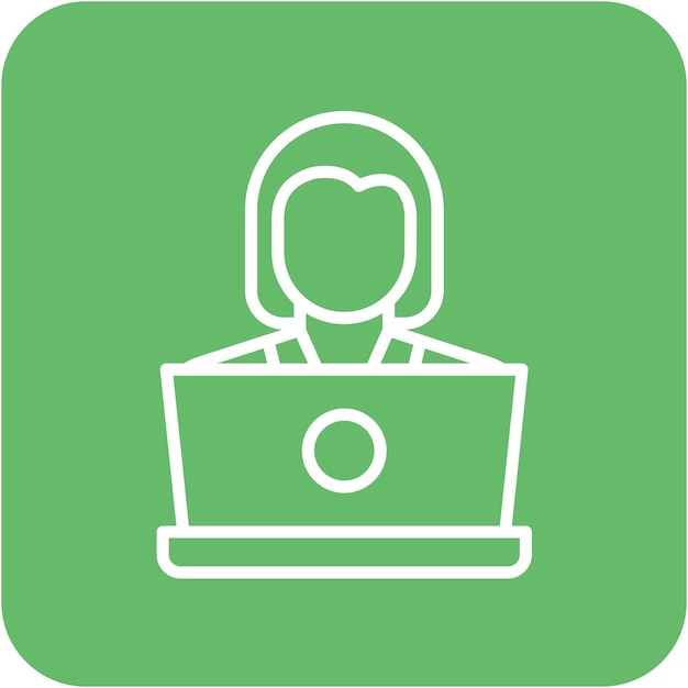 Mujer usando el estilo de ilustración vectorial de la computadora portátil