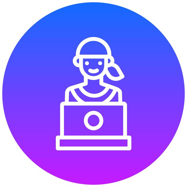 Mujer usando el icono de la computadora portátil