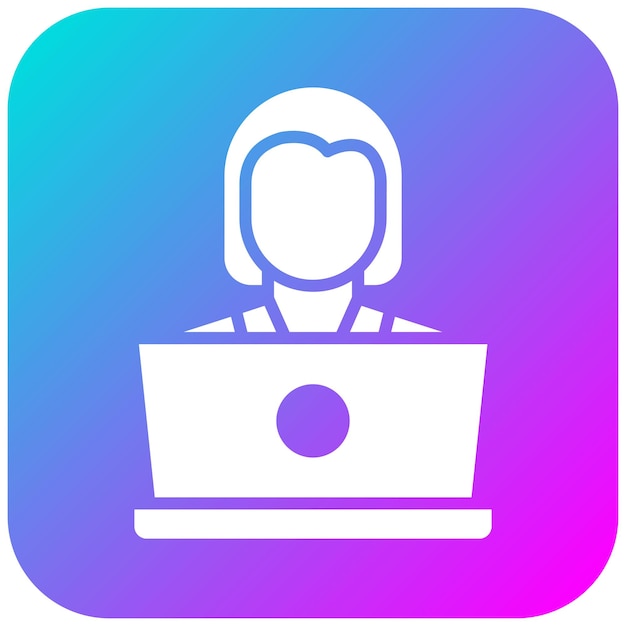 La mujer usando el icono vectorial de la computadora portátil se puede usar para el conjunto de iconos de limpieza