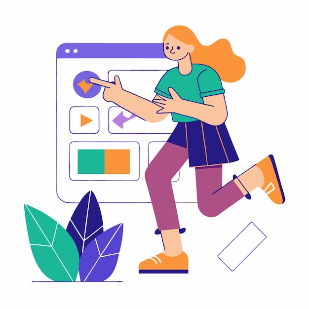 Mujer usando la interfaz del sitio web