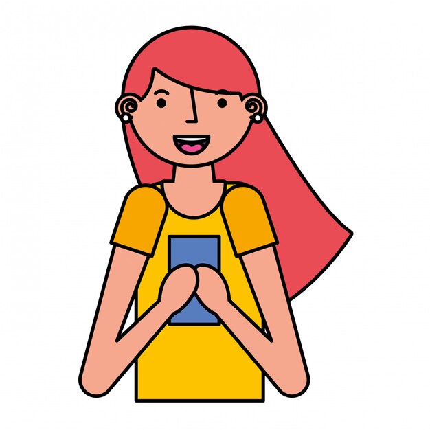 Mujer usando movil