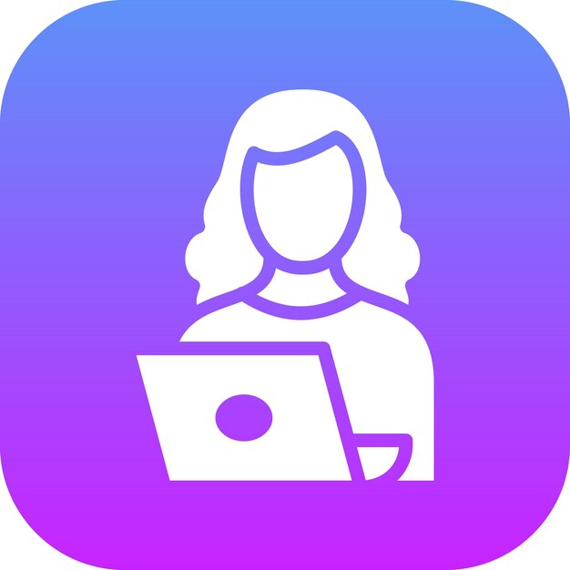 Mujer usando el portátil Ilustración del icono vectorial del conjunto de iconos de limpieza del hogar
