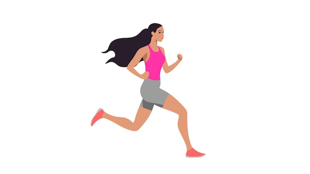 Vector mujer vectorial corriendo haciendo deportes con ropa deportiva