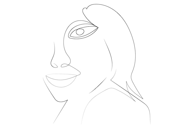 Mujer vectorial ilustración minimalista dibujada a mano en estilo de arte en línea