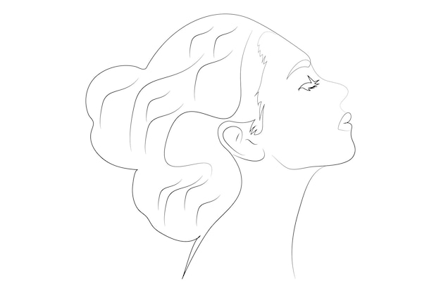 Mujer vectorial ilustración minimalista dibujada a mano en estilo de arte en línea