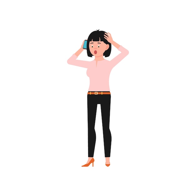 mujer vectorial con pose y ropa rosada puesta