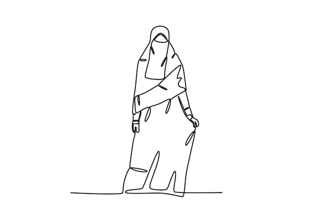 Una mujer vestida con un niqab largo Niqab dibujo en línea