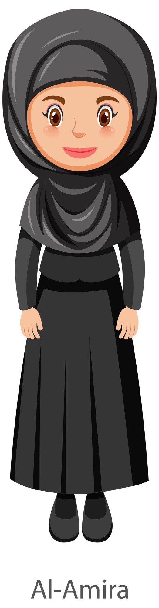 Vector una mujer vestida de personaje de dibujos animados de velo tradicional islámico de al-amira