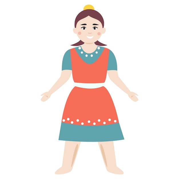 Mujer con un vestido naranja y azulado Ilustración vectorial