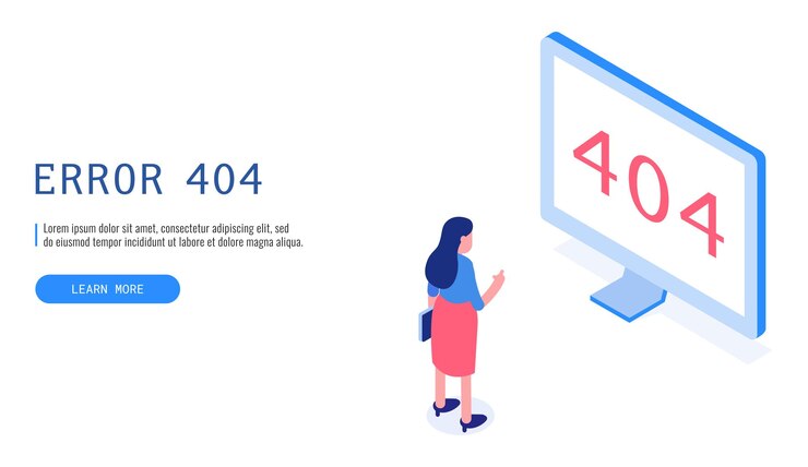 Vector mujer viendo el mensaje de página no encontrada en la computadora 404 error vector isométrico