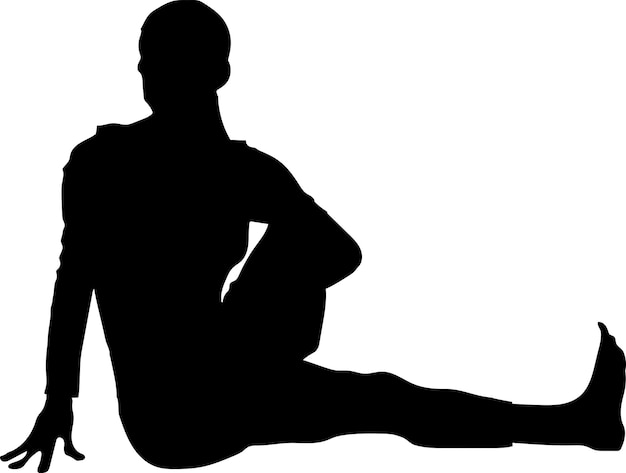 Mujer de yoga postura dibujada a mano silueta vectorial aislada fondo blanco