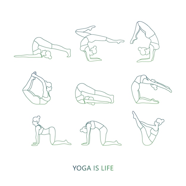Mujer yoga silueta vector ilustración