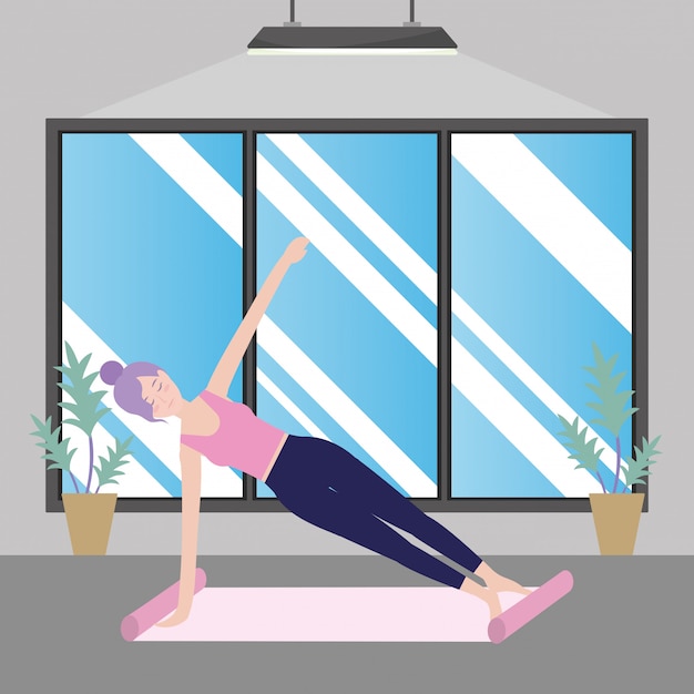 Vector mujer y yoga