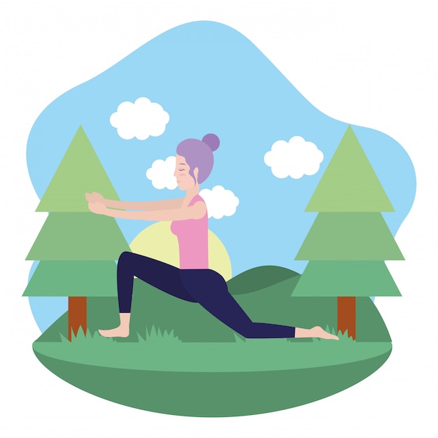 Vector mujer y yoga