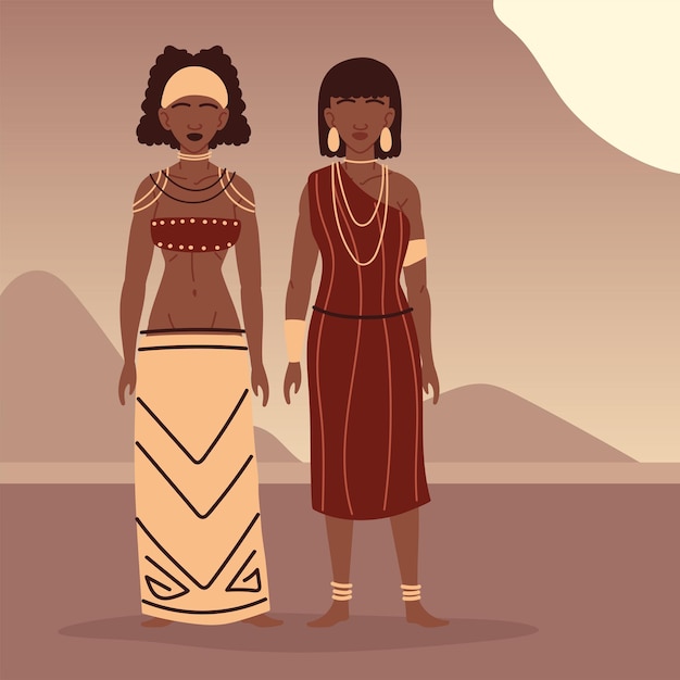 Mujeres aborígenes de pie