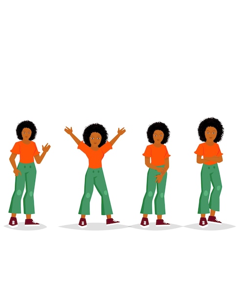 Mujeres africanas de pie en diferentes poses
