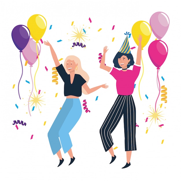 Mujeres aisladas en una fiesta