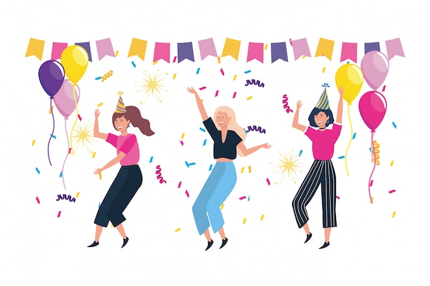Mujeres aisladas en una fiesta