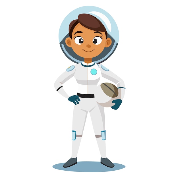 Mujeres astronautas Vector de dibujos animados explorando el espacio Ilustración