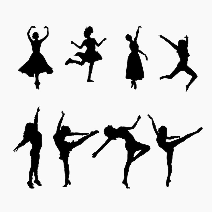 Vector mujeres bailando siluetas vectoriales