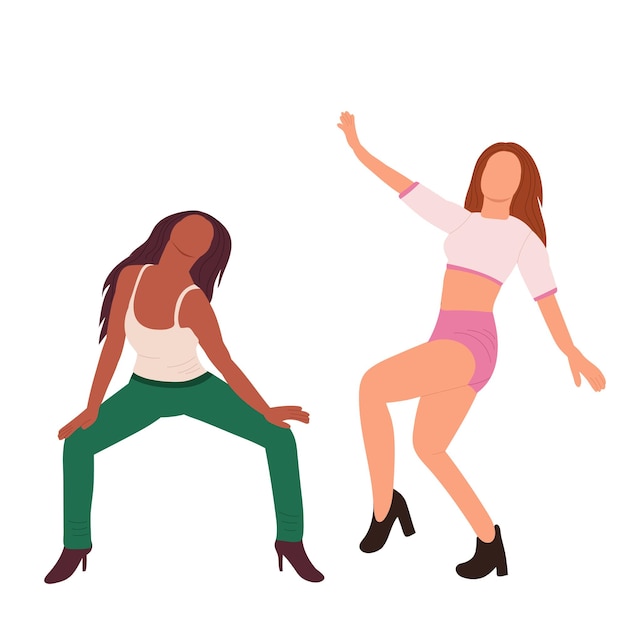 Mujeres bailando sobre fondo blanco vector aislado