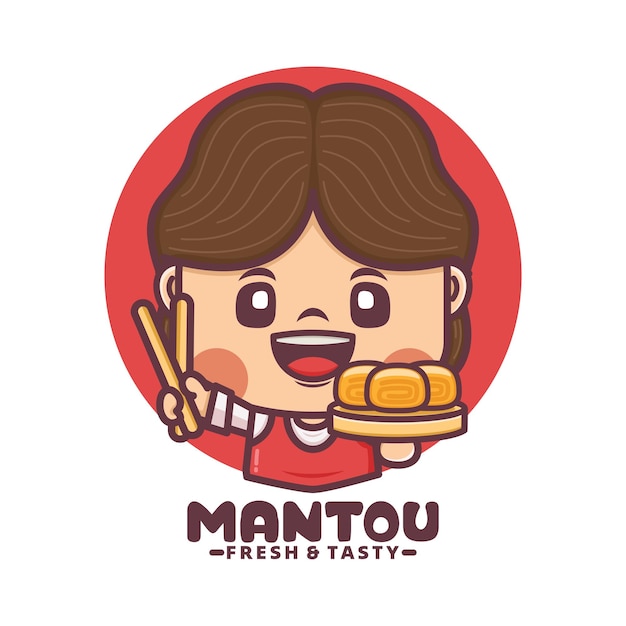 mujeres bonitas logotipo de mascota con mantou