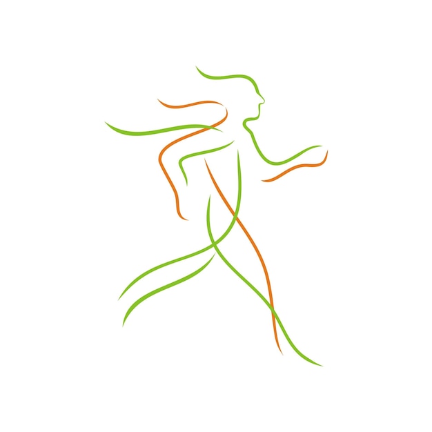 mujeres caminan logotipo salud y diseño de estilo de vida