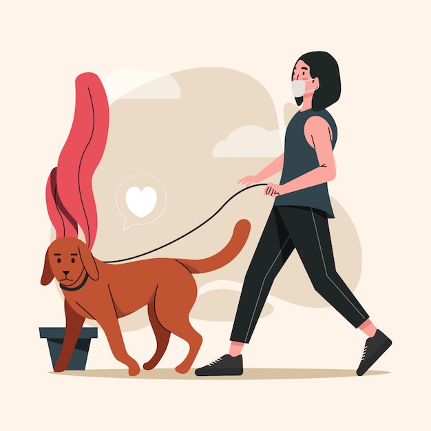 Mujeres caminando con perro