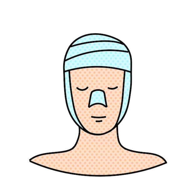 mujeres cirugía plástica de belleza aumento de cara y lazo ilustración vectorial de color dibujada a mano