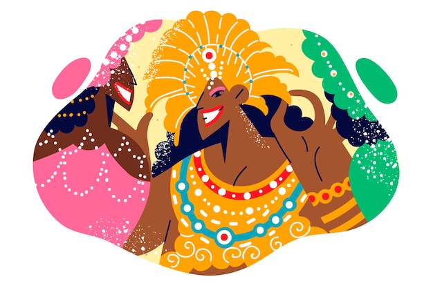 Mujeres con coloridos trajes de carnaval para un festival de baile en Brasil sonriendo invitándote a divertirte