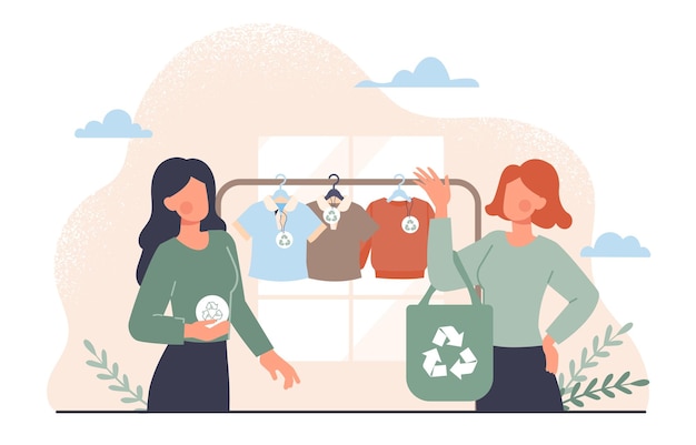 Mujeres con concepto de vector de ropa reciclada