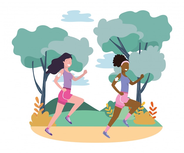 Mujeres corriendo con ropa deportiva