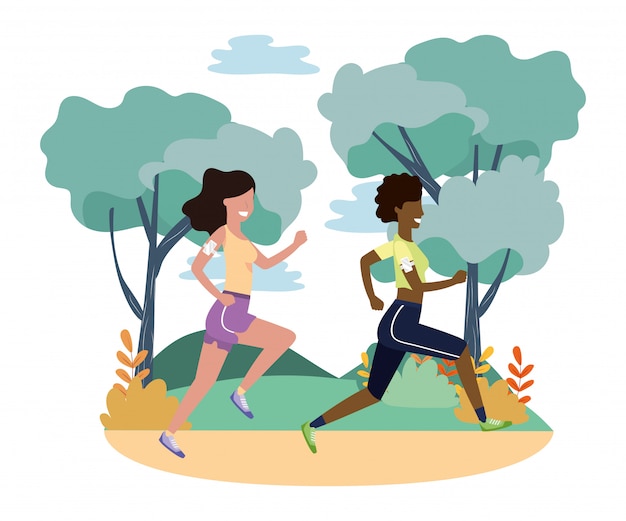 Mujeres corriendo con ropa deportiva