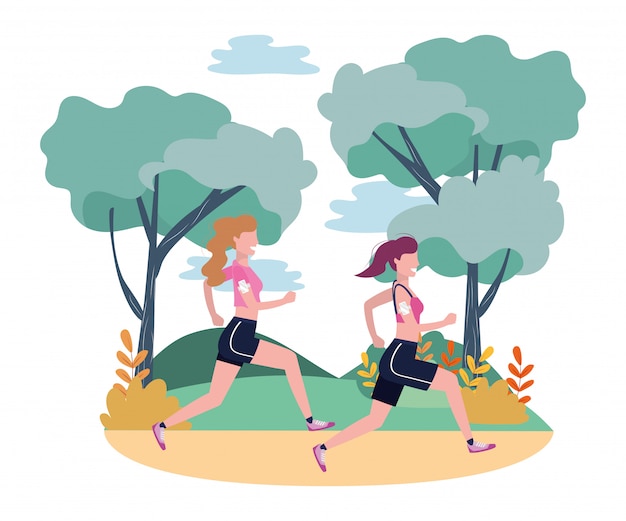 Mujeres corriendo con ropa deportiva