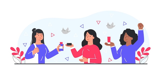 Mujeres con cosméticos