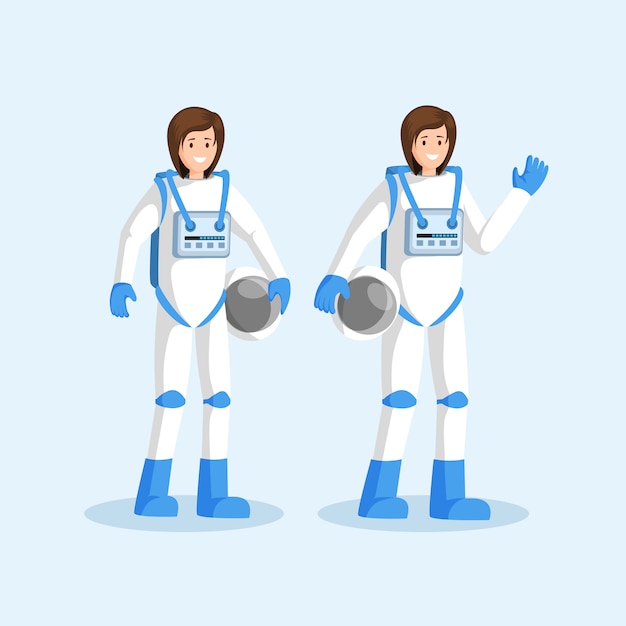 Mujeres cosmonautas en trajes espaciales planos.
