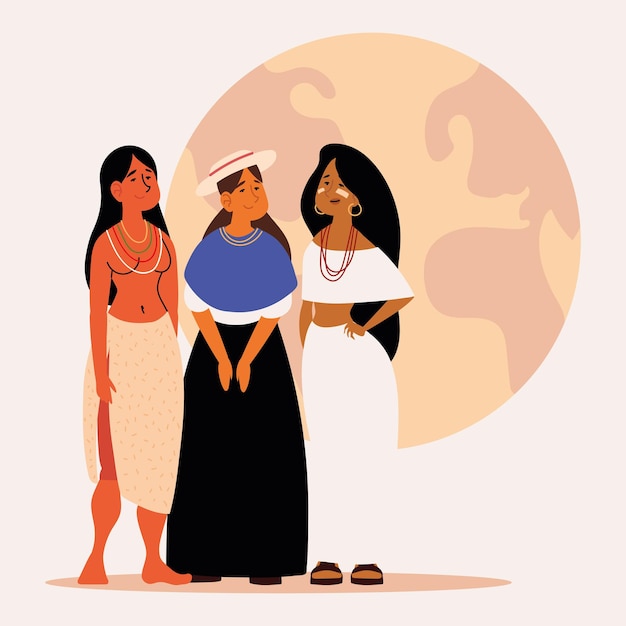 Vector mujeres de diferentes comunidades étnicas