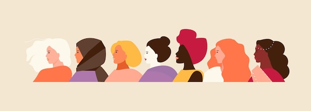 Mujeres de diferentes nacionalidades y apariencia.