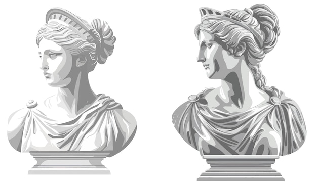 Vector mujeres de la diosa griega esculturas romanas de mármol