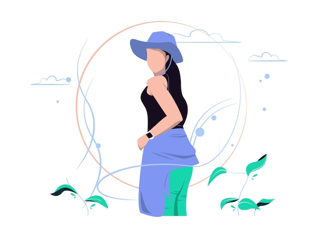 Las mujeres disfrutan de vacaciones y paseos por la naturaleza ilustración vectorial