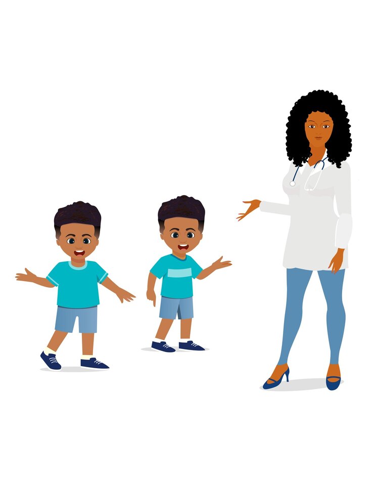 Mujeres doctoras en vaqueros con niños