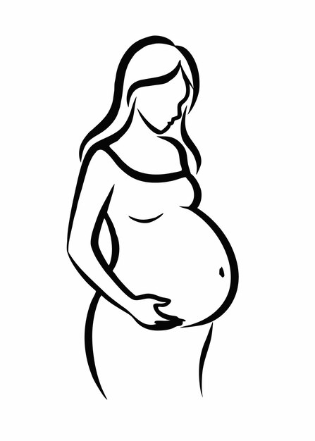 Mujeres embarazadas arte vectorial en fondo blanco